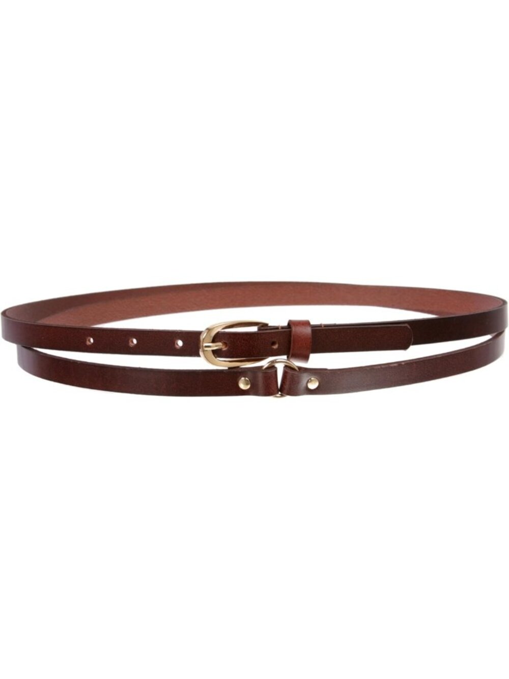 Skinny Solid Leather Double Wrap Belt - 1/2" (13 mm) Fashion Accessory for Women